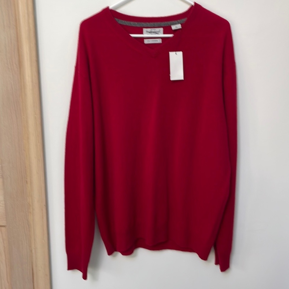 2 ply cashmere sweater Weatherproof red vintage v-neck